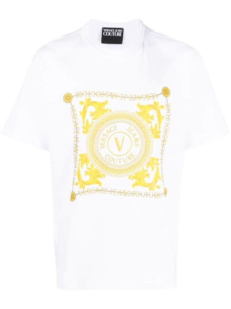 versace jeans tab logo shirt|Versace Jeans t shirt women.